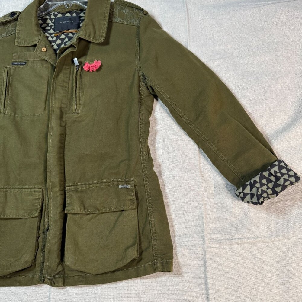 Maison Scotch Green Utility Jacket Linen Blend Women’s Small Casual Coat - Picture 5 of 16